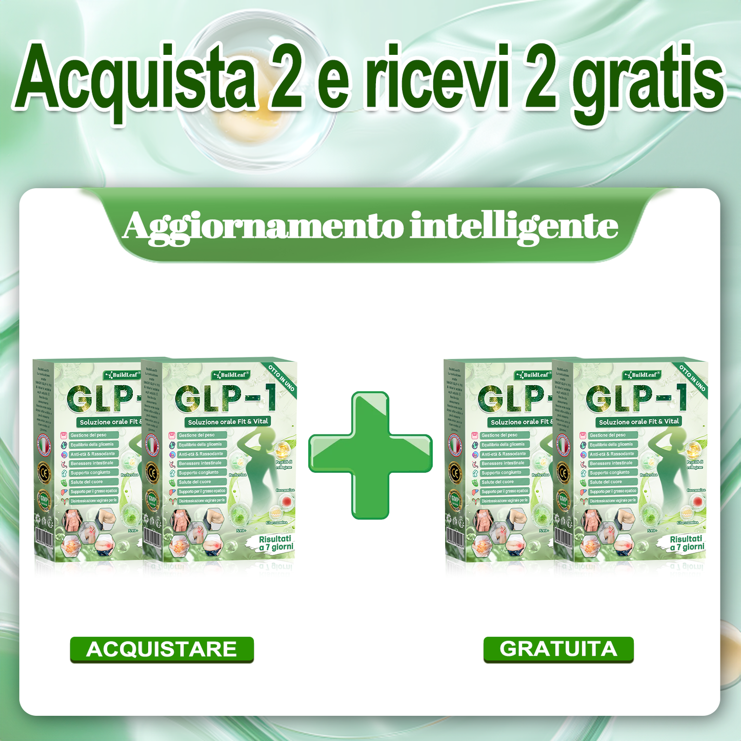 IT Negozio ufficiale | BuildLeaf® GLP-1 8-in-1 Fit & Vital Soluzione Orale (Solo una volta al giorno, cambiamenti visibili in 7 giorni) ✅ Per obesità, salute cardiovascolare, diabete, apnea notturna, salute intestinale, problemi articolari e altro