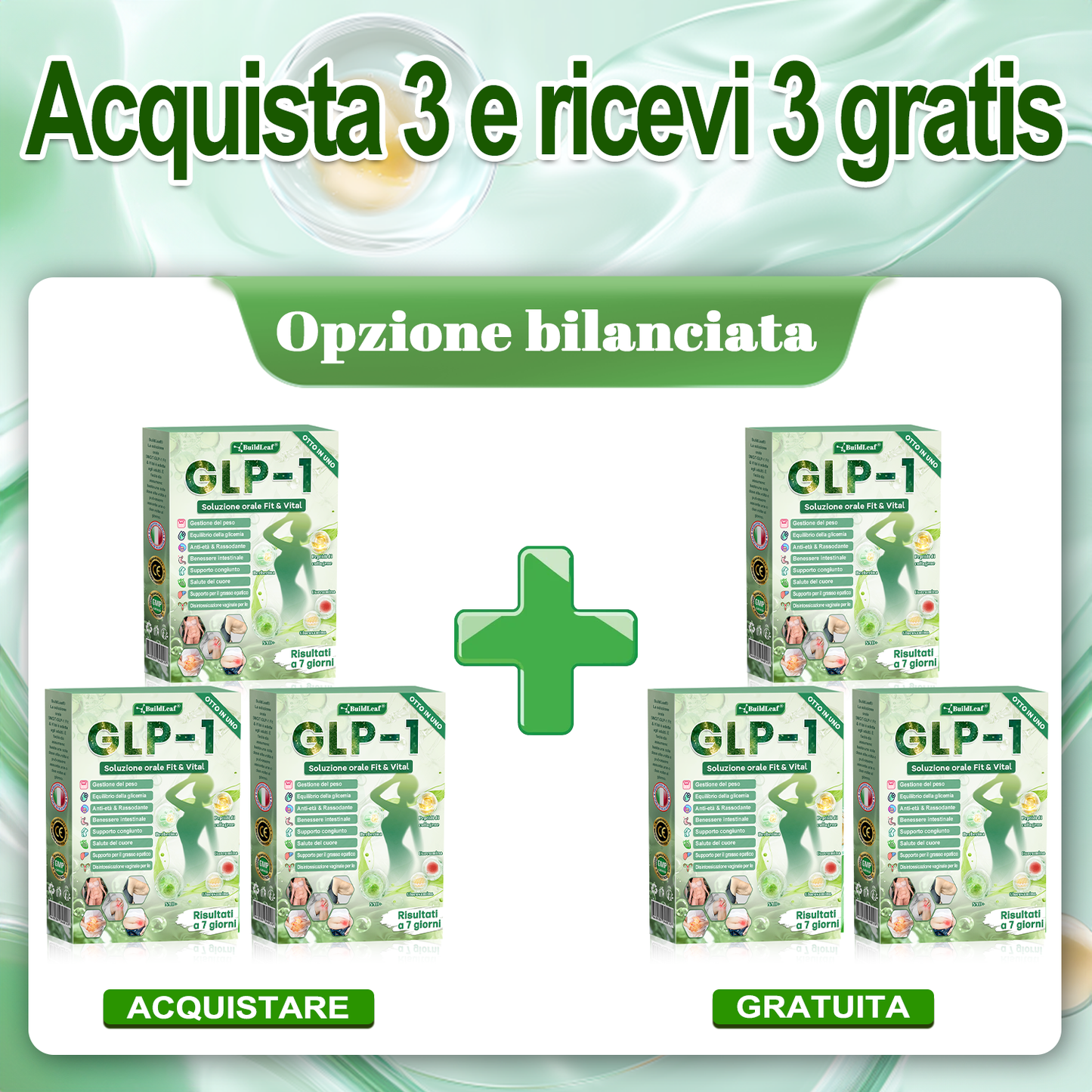 IT Negozio ufficiale | BuildLeaf® GLP-1 8-in-1 Fit & Vital Soluzione Orale (Solo una volta al giorno, cambiamenti visibili in 7 giorni) ✅ Per obesità, salute cardiovascolare, diabete, apnea notturna, salute intestinale, problemi articolari e altro